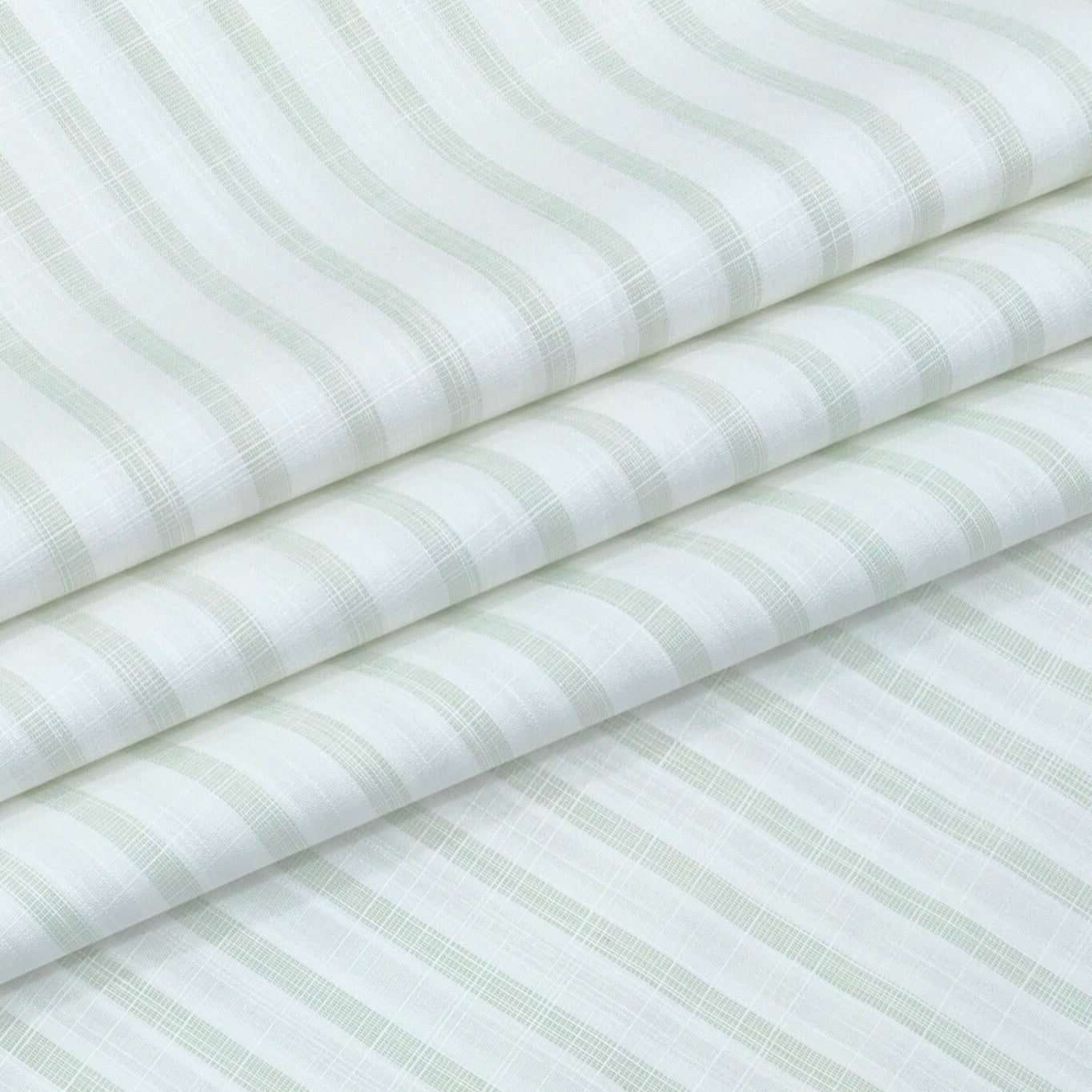 Shirt Fabric Arvind 100% Pure Cotton Bengal Stripe Colour Dull Green N White